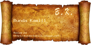 Bunda Kamill névjegykártya